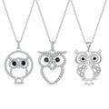 Fashion Micro Inlay Cz Diamond Crystal Rhinestone Jewelry 925 Sterling Silver Owl Pendant Necklace for Women