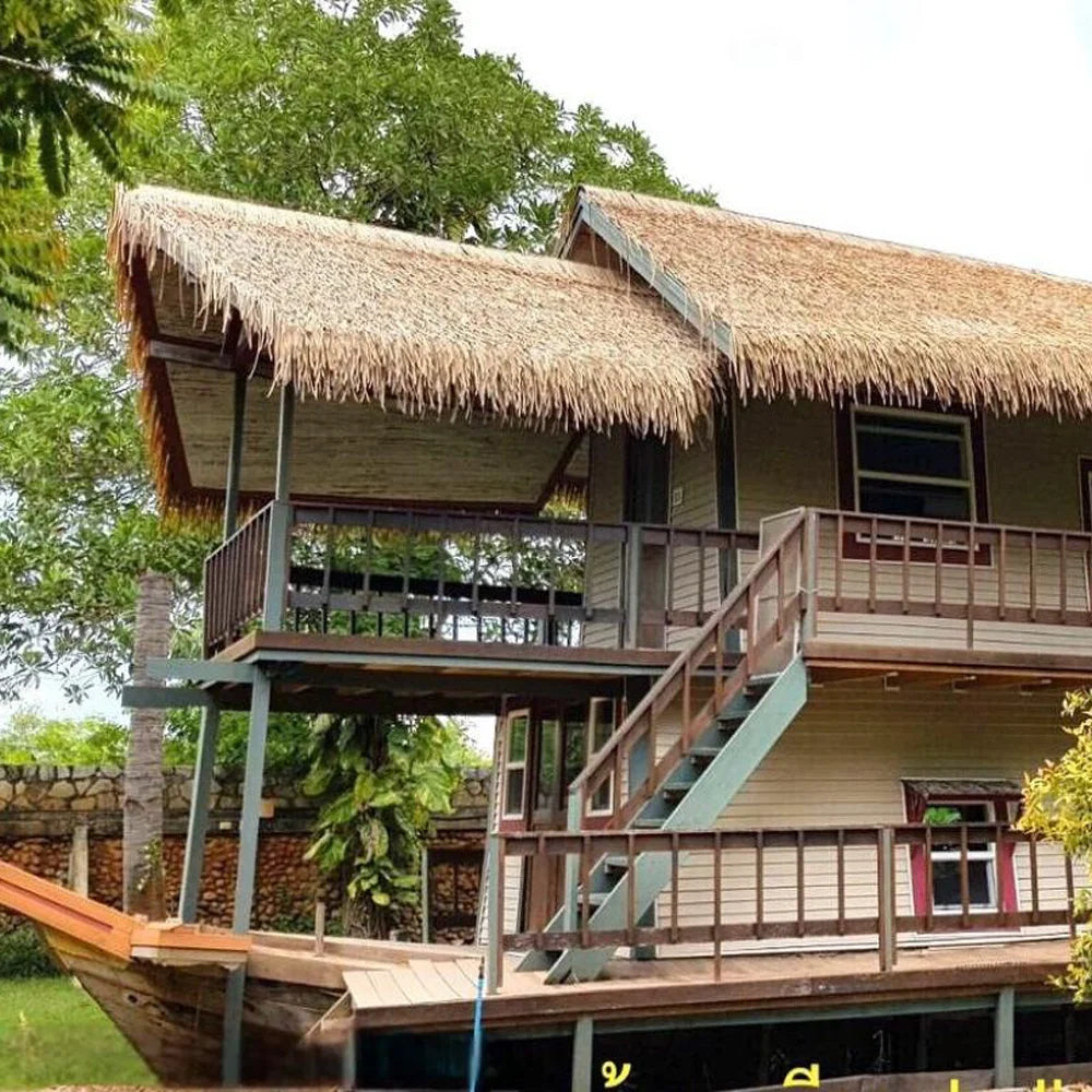 Factory Wholesale Anti-degumming Artificial Synthetic Thatch Roof Tiles Coconut Palm Leaves for Plain Roof Types