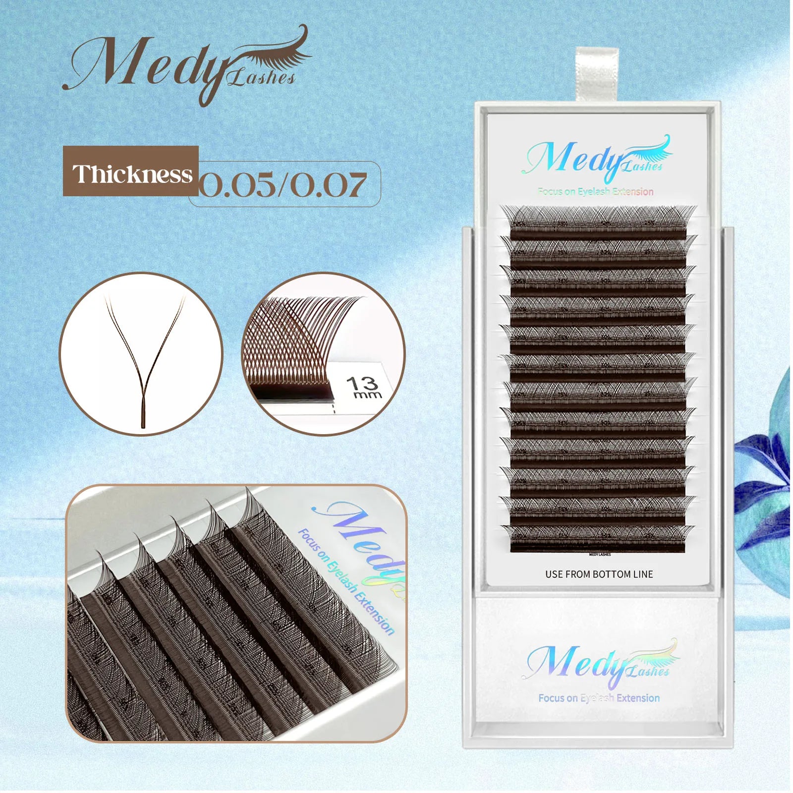 Medylashes Luxury Natural for Y/W/V Shape Eyelashes Extension Wholesale Matte Black Korea PBT Fiber Handmade D Extensions