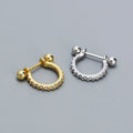 1 Cubic Zirconia U Shape Barbell Helix Hoop Earring Women Piercing 925 Sterling Silver Hoop Women Piercing Jewelry