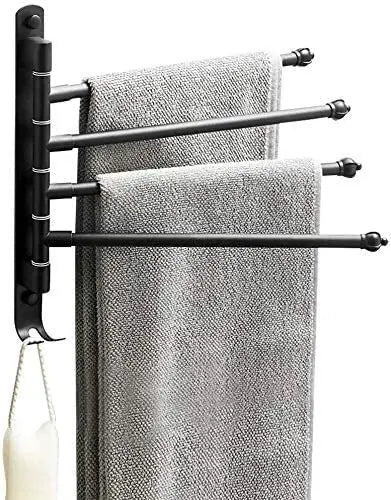 Four Bar Wall Mounted Towel Hanger Bar Space Saving Bathroom Towel Rack Aluminum Towel Holder for Indoor Outdoor