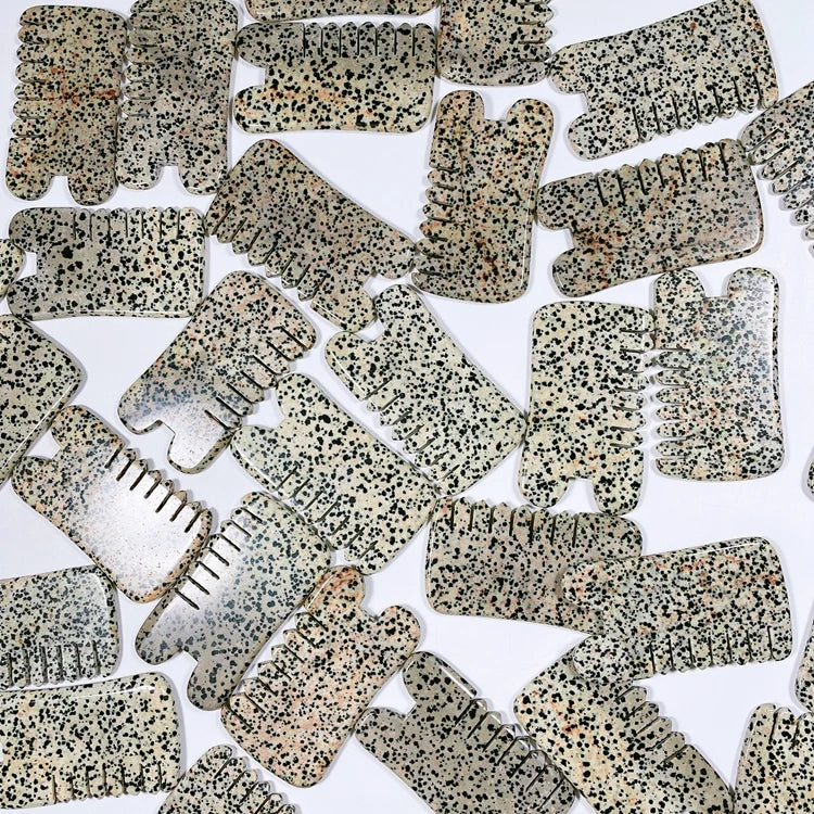 Hongzhuo Wholesale Hand Carfts Different Materials Crystal Dalmatian Jasper Head Comb Headdress Fashion Women's Natural Stone Hairpin