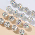 6mm 8mm Hollow Silver Metal Bracelets Crystal Rhinestone Flower Loose Beads Wholesale Harm Spacer Beads for Jewelry Bag Making