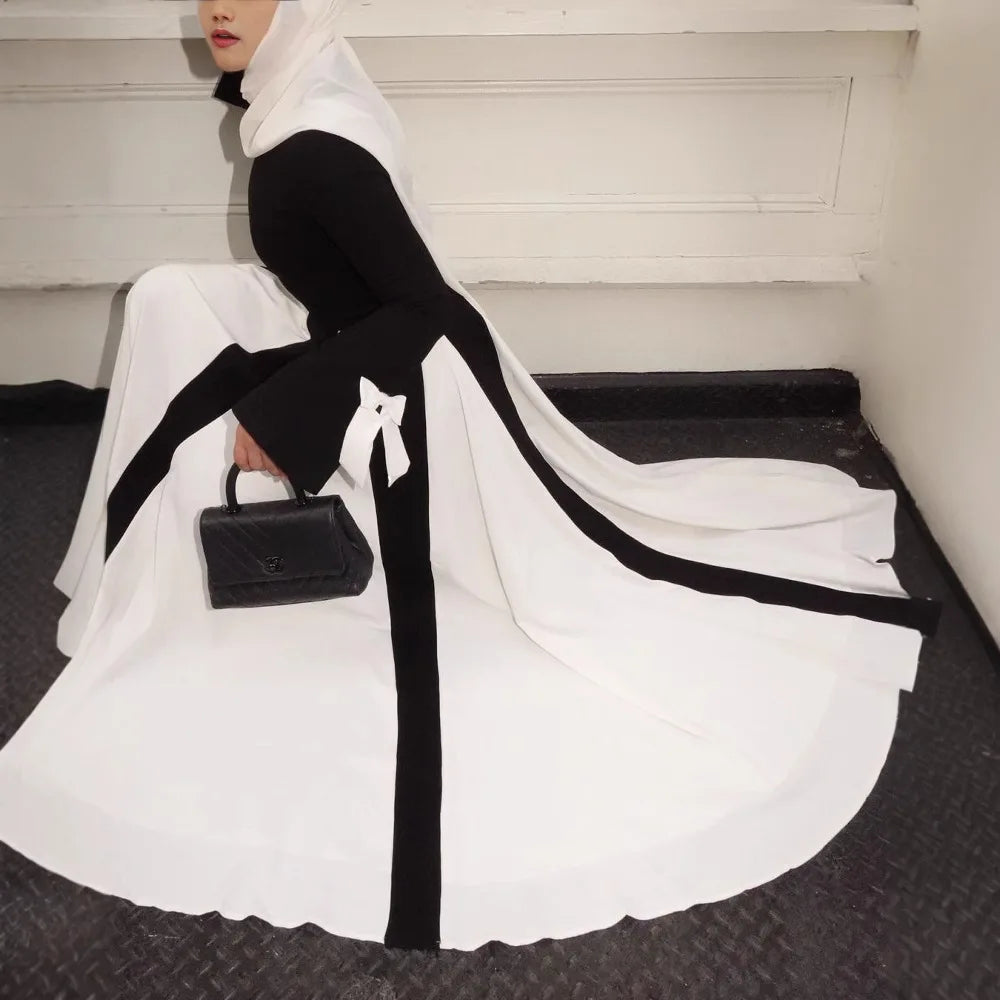 Boutique Wholesale 2025 Autumn New Fashion Temperament Splicing Long Elegant Long Sleeved Women's Dress