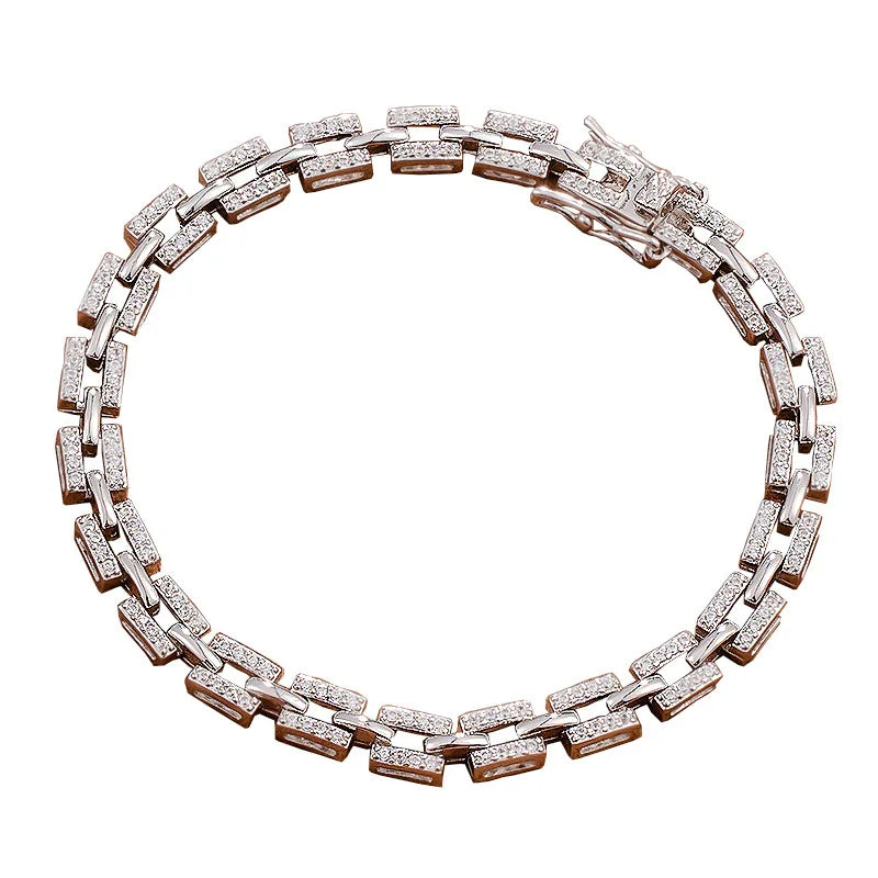 Elegant Pave Cz Genuine  925 Sterling Silver Watch Bracelet