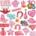 Embroidered Iron on pink Howdy Cowgirl Boots Skull Pursebag Yall Patch for Clothing Hat Bag Decoration