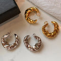 2024 New Brass Electroplated 18K Gold Irregular Bullhorn Hoop Earrings Jewelry Customized