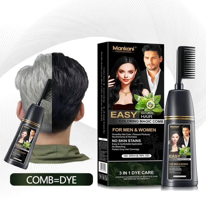 OEM Organic Magic Permanent Against Gray Hair Easy Direct Shampoo Hair Dye Black Brown with Comb Applicator