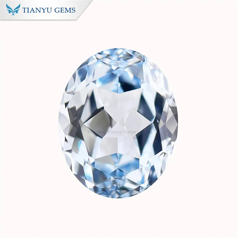 Tianyu Gems  8*12mm 4.5ct Oval Cut Lab Grown Sapphire Sea Blue Loose Stone Wholesale