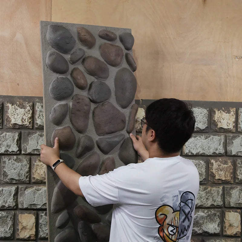 Modern Design Outdoor/Indoor PU Artificial Pebbles Stone Wall Panel Waterproof Polyurethane Veneer for Exterior Application