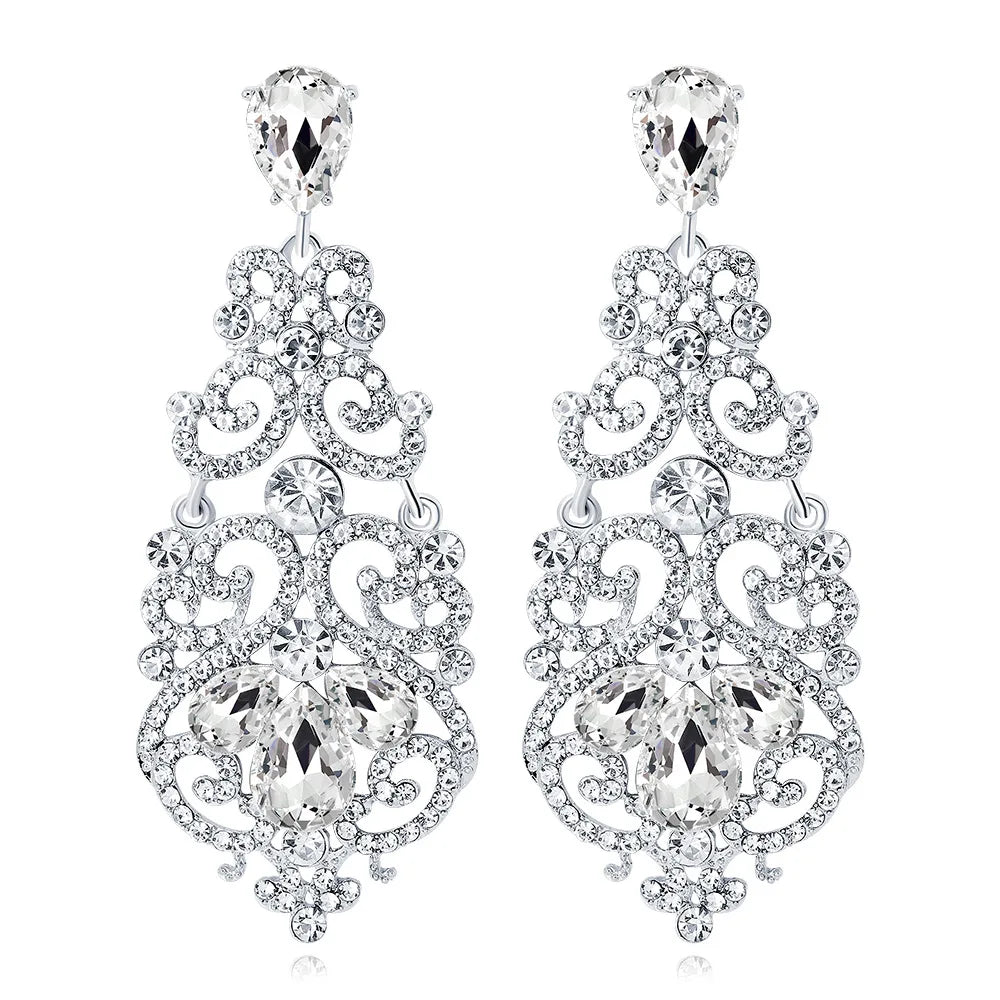 2022 Fashion Silver Plated Earrings Rhinestone Ear Clip Girls Prom Jewelry Ornament Versatile Ladies' Earrings