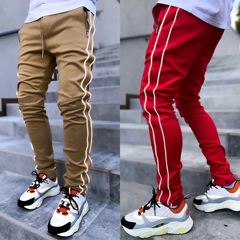 Wholesale Solid Color Top Ranking Men's Stretch Sweatpants Running Training Reflective Jogger Cargo Pants Men