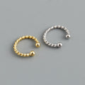 2022 NEW 925 Sterling Silver Beautiful Simple One Row Twist Shape Gold Plated Ear Cuff Earring for Women