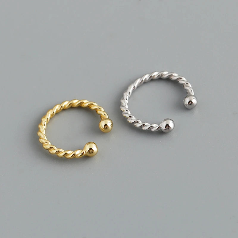 2022 NEW 925 Sterling Silver Beautiful Simple One Row Twist Shape Gold Plated Ear Cuff Earring for Women
