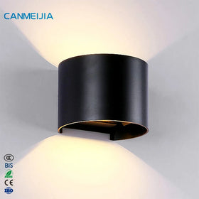 6W Black Round Modern up and Down Outdoor Led Wall Lighting Decoration Exterior Indoor Sconce Outdoor Wall LightWall Lamp