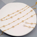 Women 4 Pcs 18K Gold Plated Stainless Steel Pearl Daisy Flower Necklace Bracelet Earrings Anklet Jewelry Set for Bosom Friend
