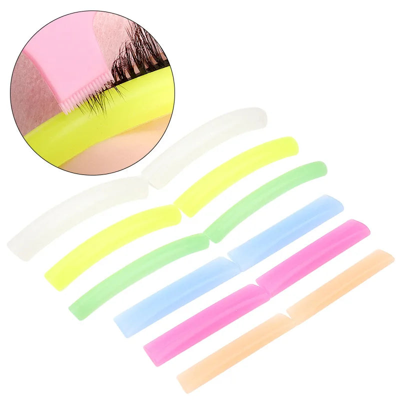 6 Pairs Eyelash Perming Silicone Pad Eyelash Rollers Patch Curler Rod Reusable Lash Lift Shield Pad for Lash Extension Supplies