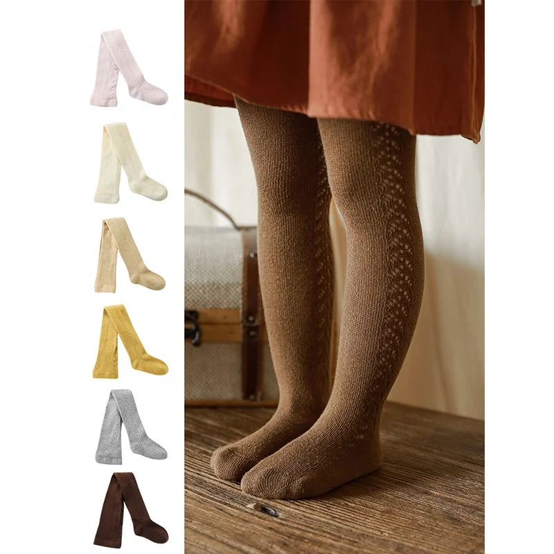 8 Color Side Hollow Out Knitted Toddler Girls Leggings Children Cotton Infant Baby Leggings Pantyhose Tights for Kid Girls