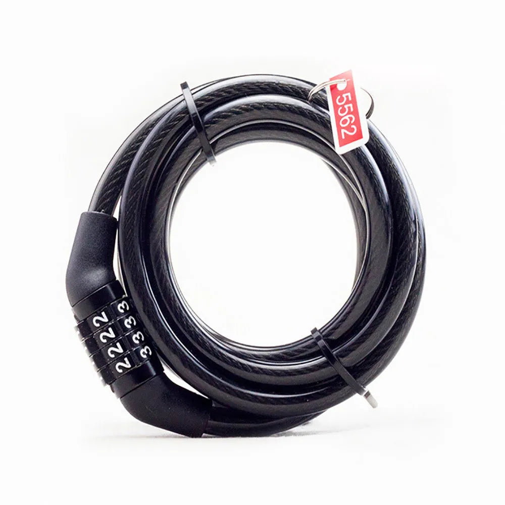 Steel Iron Anti-Theft Safety Solid Combination Lock for Bikes/Motorcycles/Electric Scooters-Black 7x1100mm Model 532