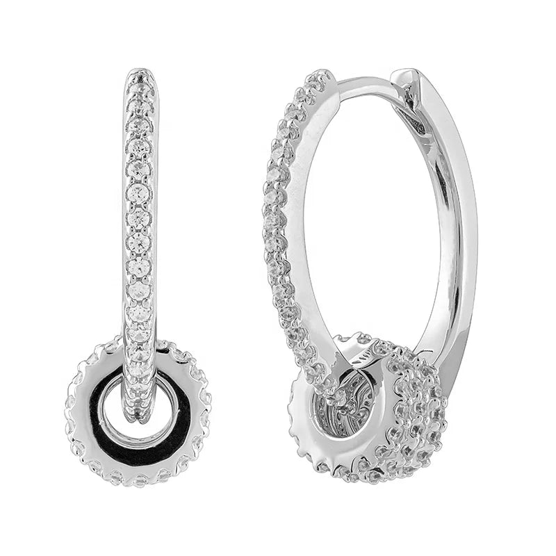 925 Sterling Silver High Artwork Inicial Ladies 18k Gold  Diamond Diy Jewelry Hoop Ear Drop Stud Women Zircon huggies Earring