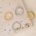 Waterproof Minimalist Stackable 18K PVD Fashion Gold Plated Stainless Steel Eternity Women Rings Jewelry