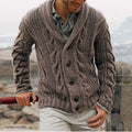 New Men's Winter Clothing Knit Sweater Pullover Jacket Vintage Large Size Lapel Standard Wool