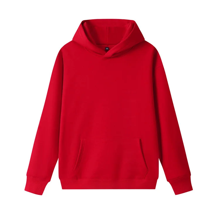 Wholesale 400g Red Oversized 5XL & 3XL Drop-Shoulder Hoodie Cordless Pocket Winter Heavyweight Clothing Printed Solid Pattern