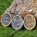 GOLD Saint Christopher Medal Necklace with 24inch Chain Saint Medals | Amulet Necklace Protection Jewelry for Men with