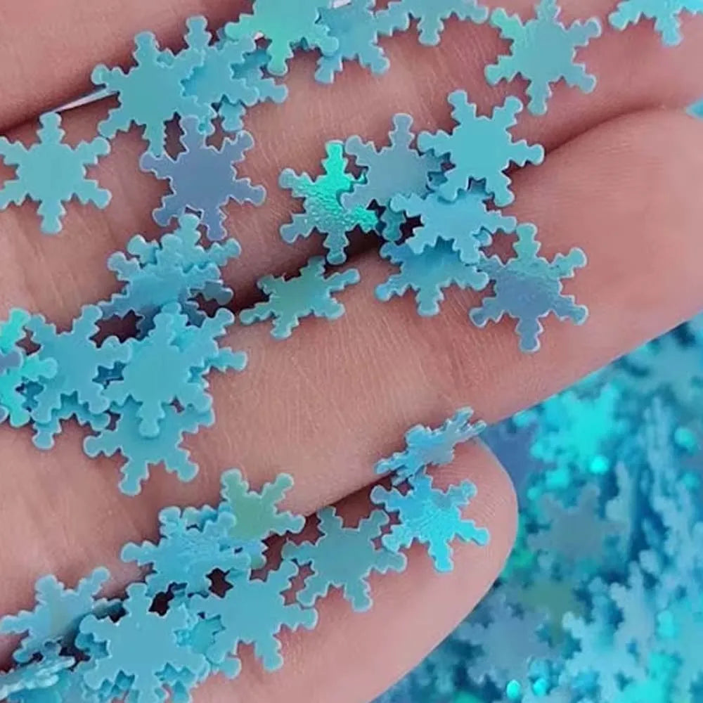 Blue Snowflake Glitter Confetti for Cup Vase Designs DIY Fun Slime Craft Flakes Nail Art Decorations Phone Case Embellishments