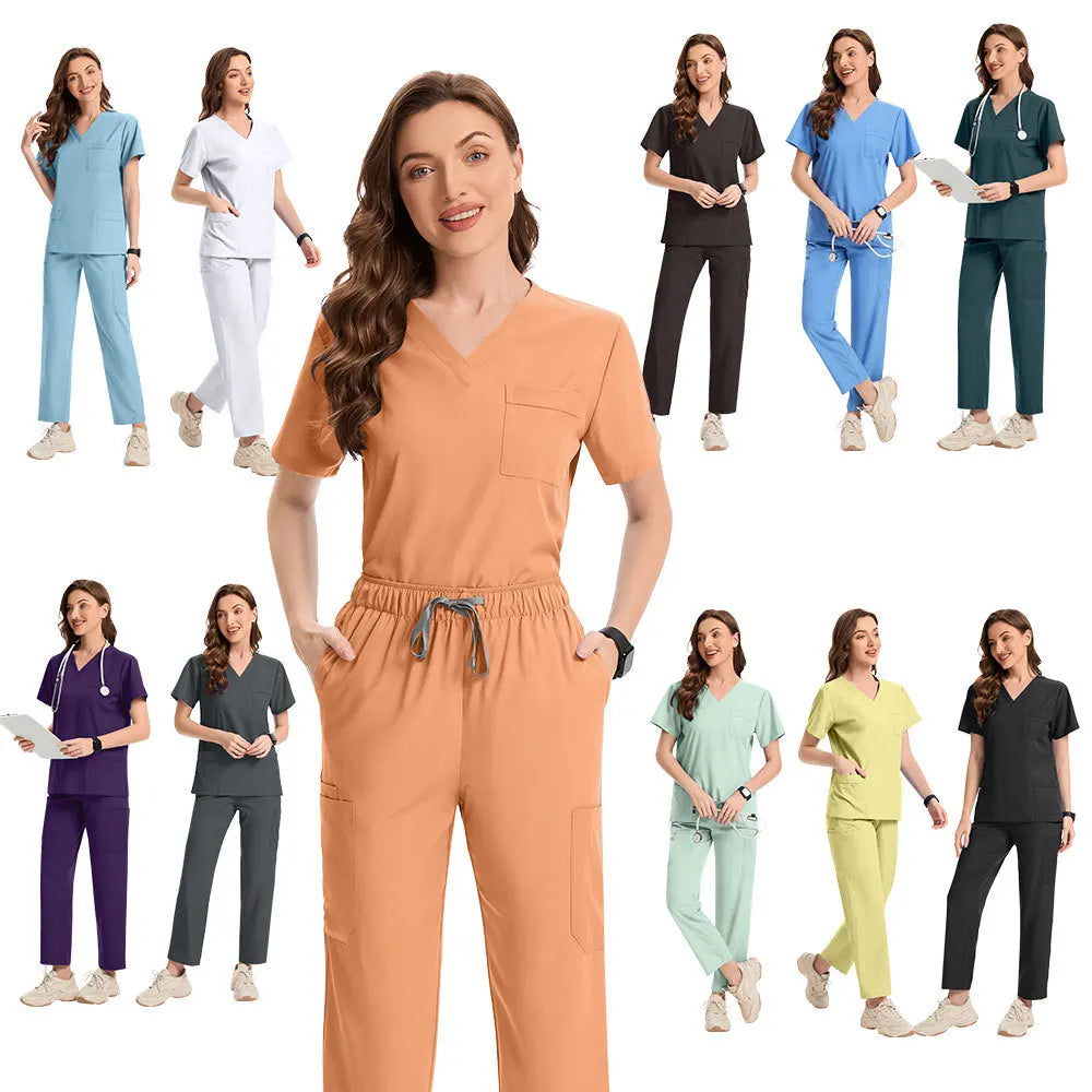 Wholesale Customized V-neck Scrubs Stylish Soft Breathable Salon Spa Uniform Colorful Dental Scrubs Uniforms Overalls