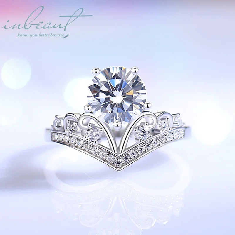New Arrival 925 Silver Original 2 Carat Round Brilliant Cut Pass Diamond Test Sparkling D Color Moissanite Ring Fine Jewelry