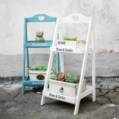 American Country Vintage Wooden Flower Rack Several Steps Floor Type Multi-layer square Shelf