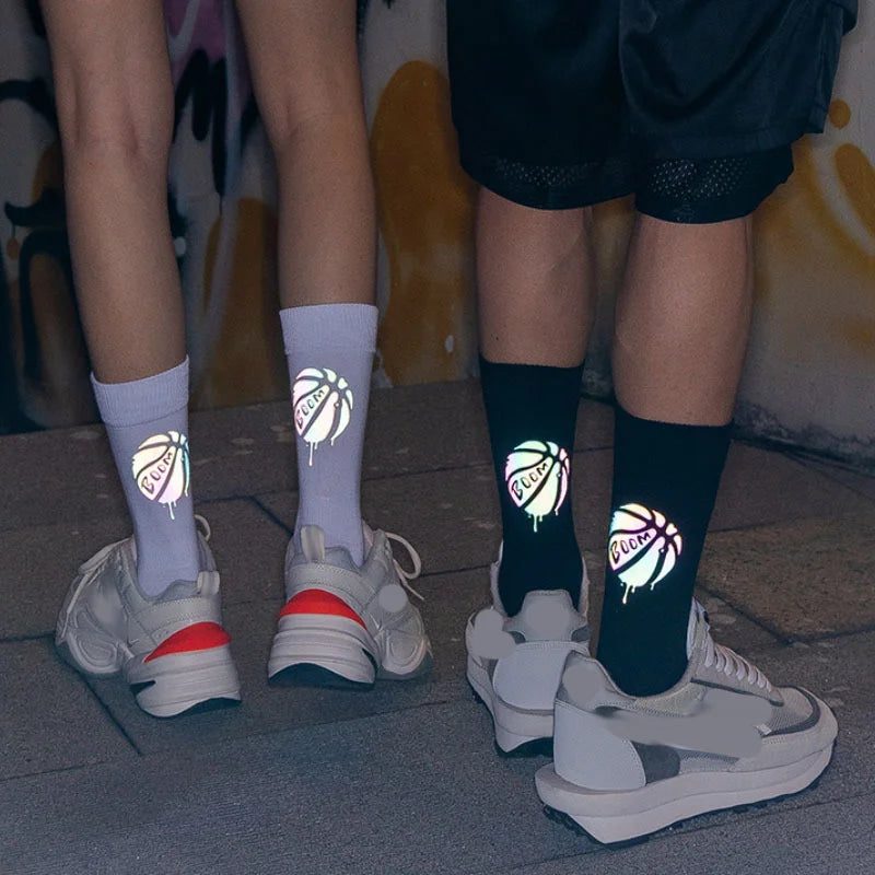 Ins Sweat-absorbing Combed Cotton Sport Crew Cool Elite Basketball Reflective Socks
