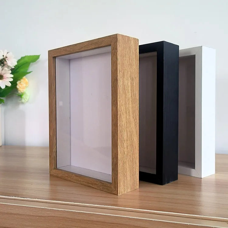 Black White Natural Wood MDF 3D Shadow Box 8x8 8x10 10x10 16x16 A4 Wood Frames UV Printed Classical for DIY 6x8 3cm 5cm Deep