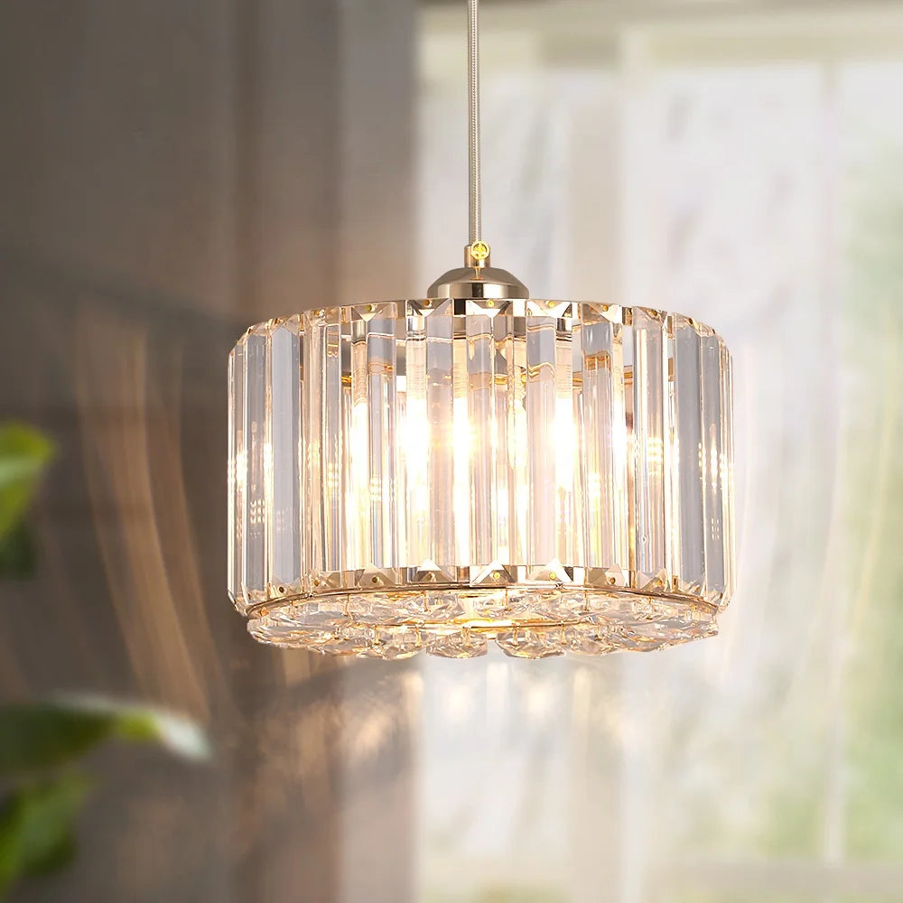 Retro Dining Table Lamp Simple Creative Chandelier Homestay Crystal Lamp Circular Pendant Light