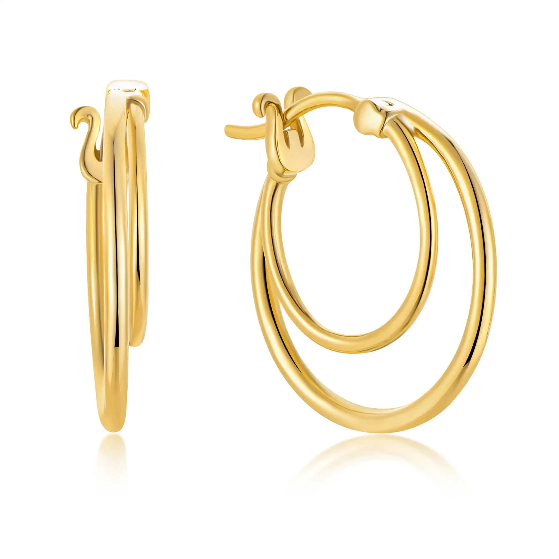 QX Custom OEM Stylish Minimalist Trendy 925 Sterling Silver Fine Jewelry 18k Gold Plated Round CC Huggie Hoop Women Earring