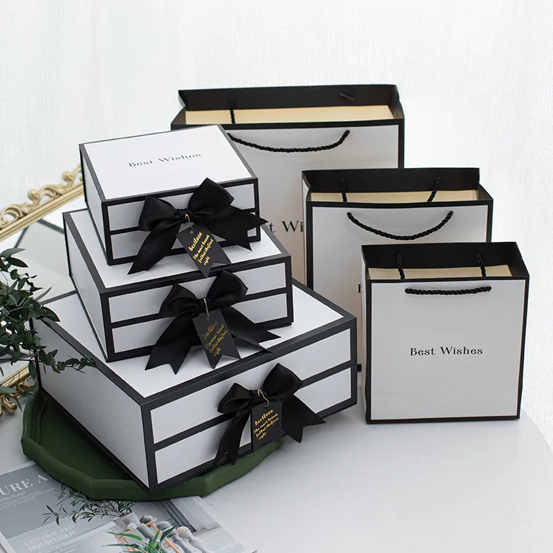 Whole Sales Luxury Clothes Perfume Gift Set  Package Ribbon Bow Magnetic Closure Cardboard Folding Gift Box