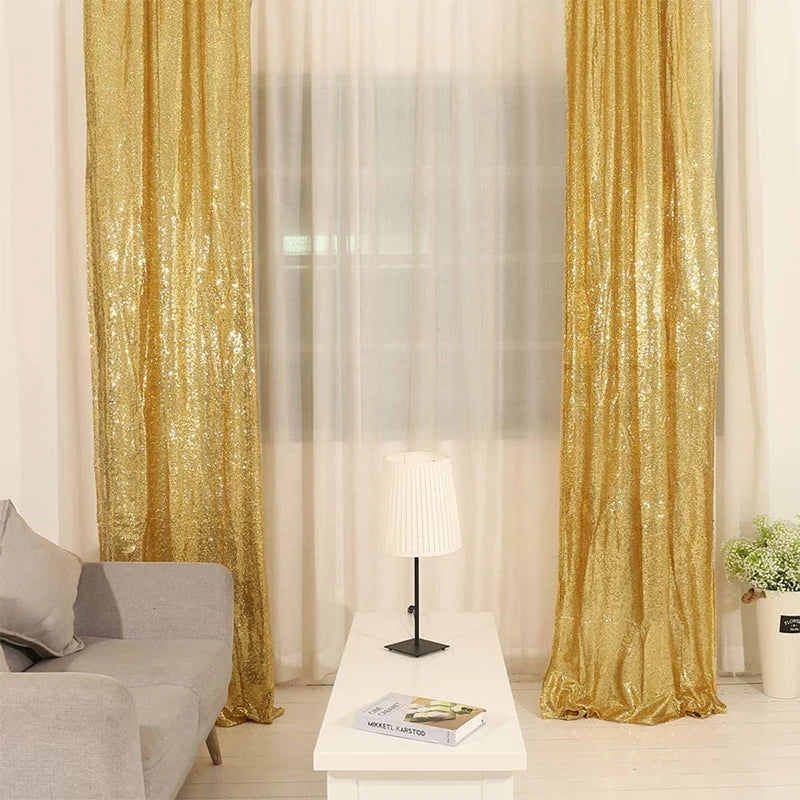 Rod Pocket Sequin Backdrop Curtain Wedding Photo Backdrop Sequin Backdrop Curtains for Parties Glitter Gold Backdrop 2FTx8FT