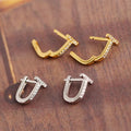 New Micro Pave CZ Diamond 925 Sterling Silver T Shaped Huggie Hoop Earrings for Women