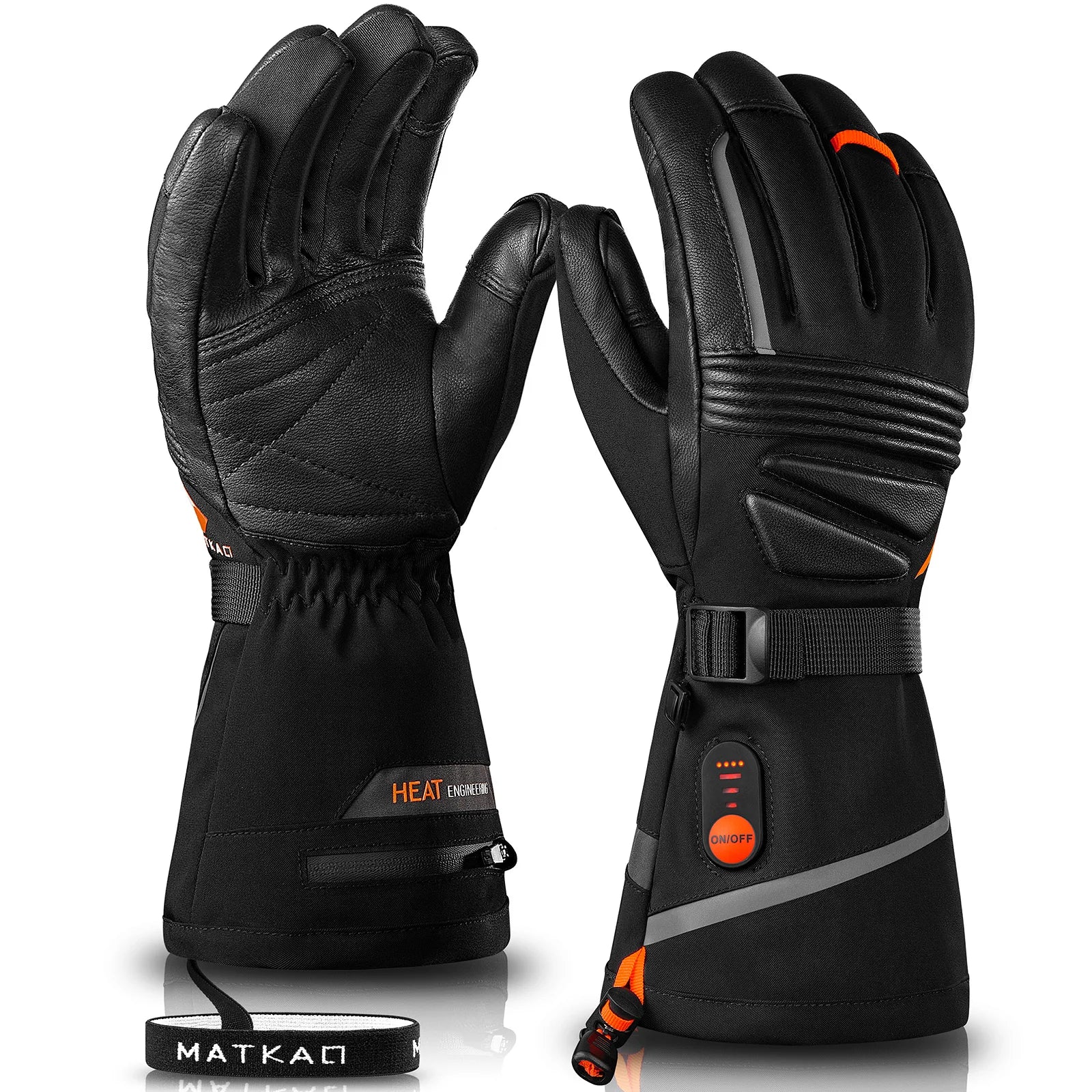 Waterproof Leather Heated Gloves Electric Battery Operated Touch Screen Skiing Hunting Motorcycle Gloves for Snowboarding