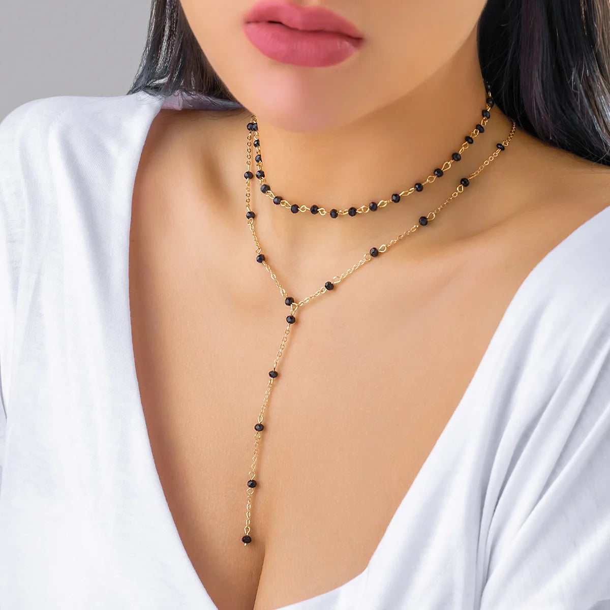 2023 New Arrival Fashion Jewelry Vintage Multi Layered Retro Crystal Beads Long Sweater Chain Beaded Trendy Necklace Women