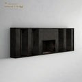 Italian Exquisite Luxury Modern Design Black Marble Convertible Fireplace TV Stand for Living Room and Hospital Use