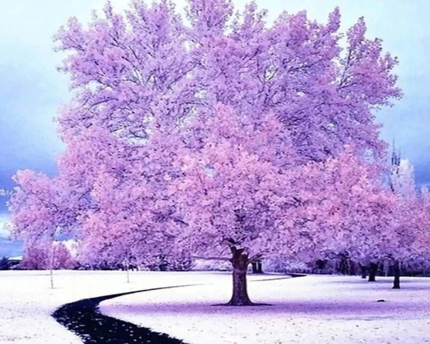 Chenistory Diamond Painting Winter Cross Stitch Kit 5D DIY Mosaic Embroidery Landscape Tree Full Square Rhinestone Crafts Gift