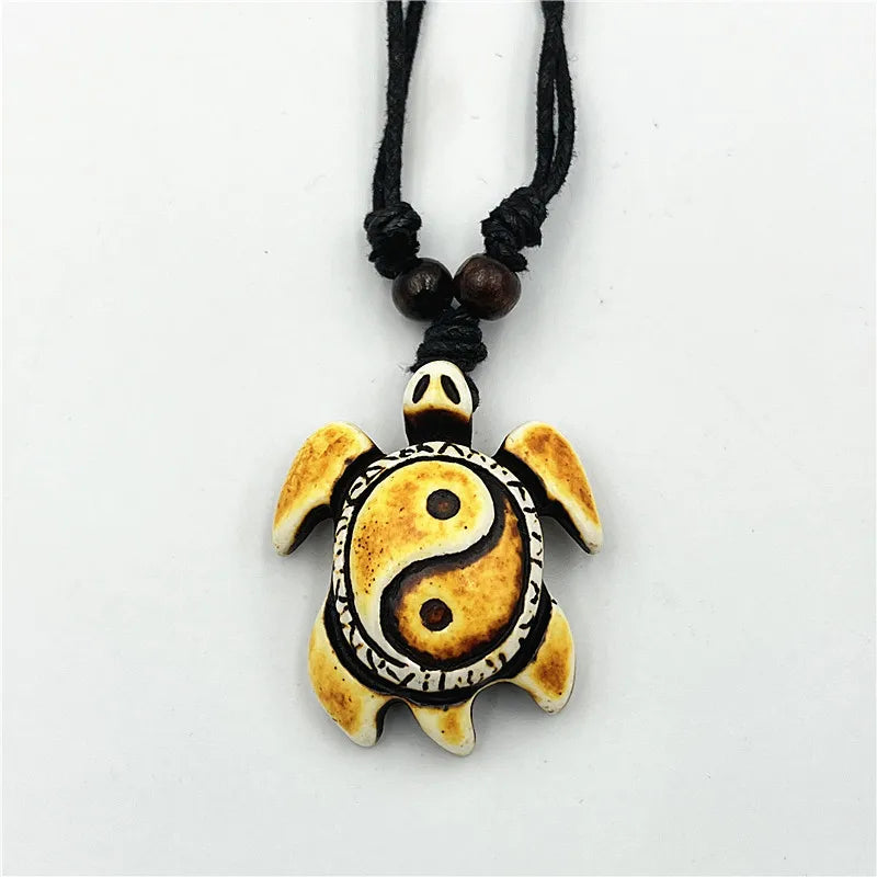 Wholesale Multi-type Handmade Carved Sea Turtle Pendant Necklace Men Skull Tai Chi Yin Yang Feng Shui Protection Amulet Necklace
