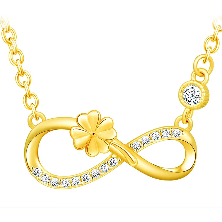 Solid 925 Silver Four Leaf Clover Winding Infinity Symbol Earrings Bracelet Necklace Gold Plated