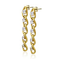 New Style Stainless Steel Earrings Gold Chain 52mm Long Earrings Shiny Crystal Stone Sliver Earrings for Women Men Jewelry