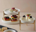 New Design Natural Marble Afternoon Stand Metal Base Stand Black White Multi Size Round Marble Cake Stand