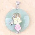 Wholesale Flower Charm Natural Green Aventurine Gemstone Donut Pendant Healing Crystal Round Pendant Top Quality Jewelry