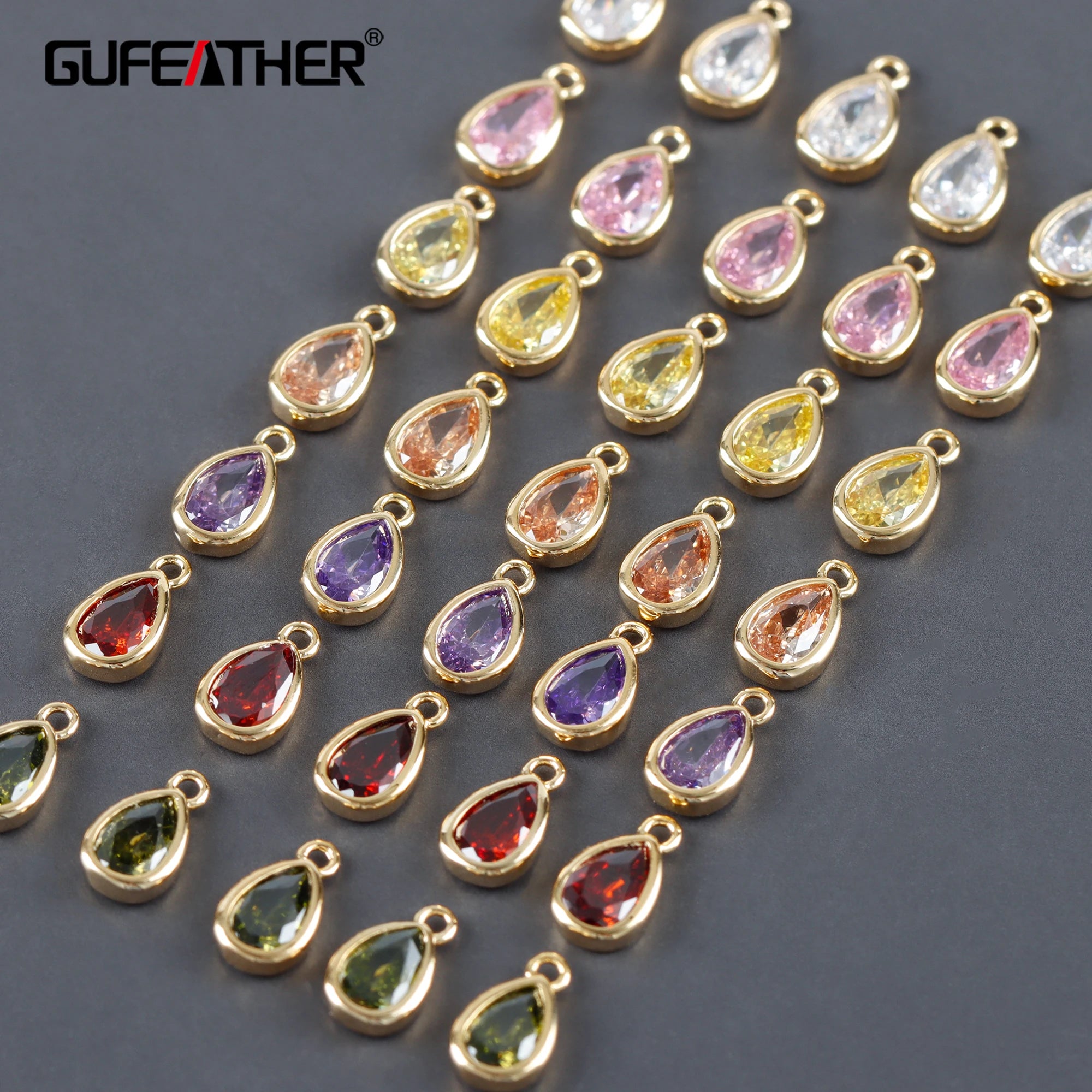 M1096 20pcs/Lot 18K Gold Plated Copper Nickel Free Jewelry Accessories DIY Pendants Making Findings REACH Pass Zircons Metal Bag