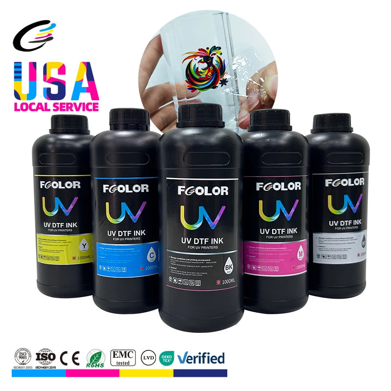 FCOLOR 1000ml High Density LED UV DTF Ink for Uv Dtf Inkjet Printer Digital Printing